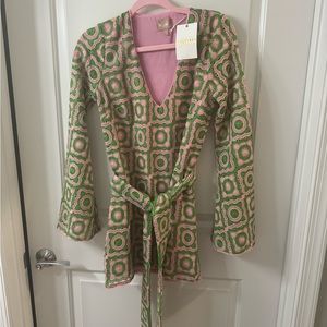 Show Me Your Mumu Pink and Green Crochet Dress